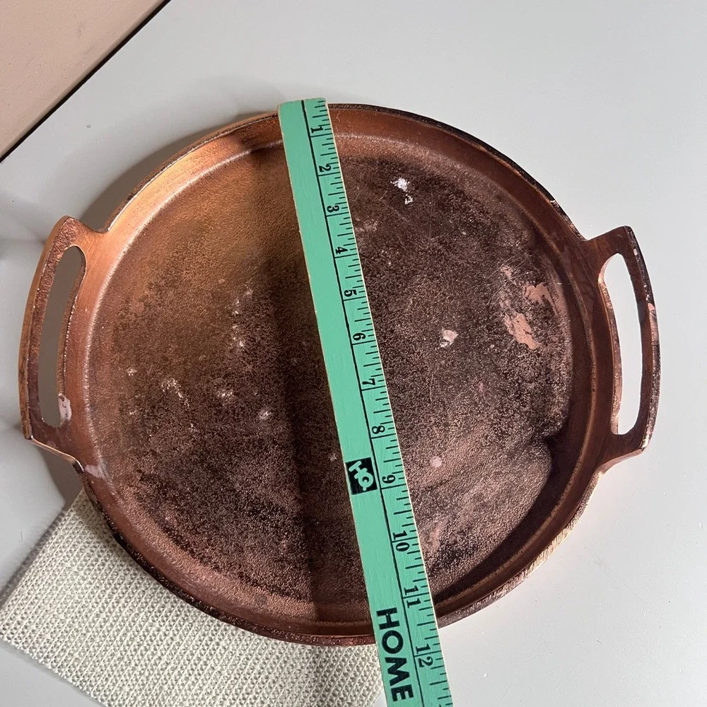 Hearth &‎ Hand Magnolia Copper Round Decorative Tray with Handles 11.5 inch
